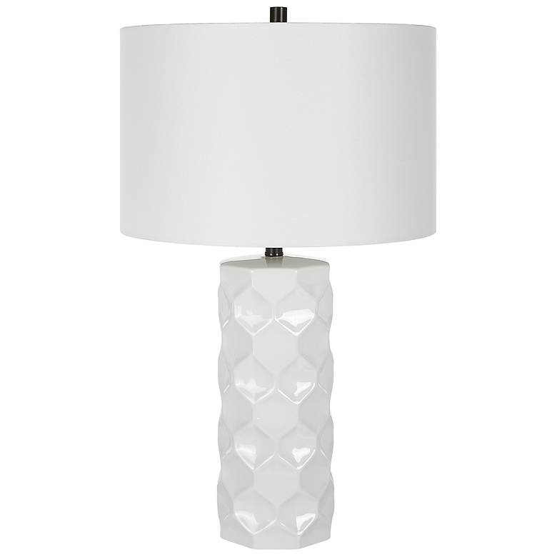 Image 6 Uttermost Honeycomb 26 1/2" White Glaze Ceramic Table Lamp more views