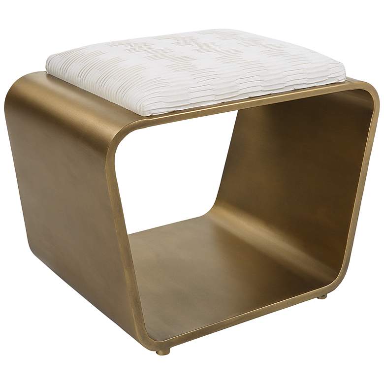 Image 2 Uttermost Hoop 24 inch Wide Gold and White Small Accent Bench