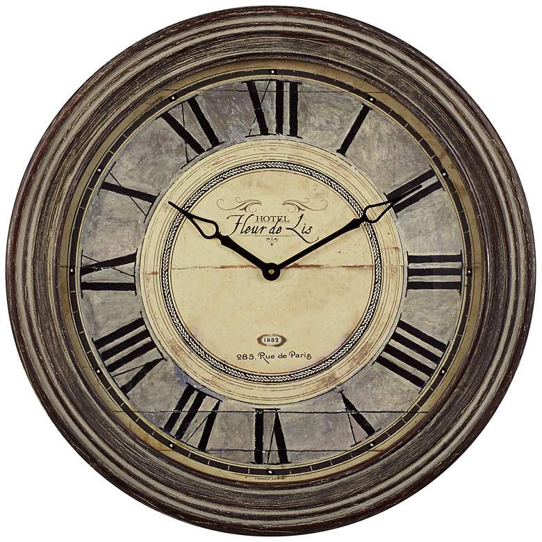 Image 1 Uttermost Hotel Fleur-de-Lis 27 1/2 inch W Antiqued Wall Clock