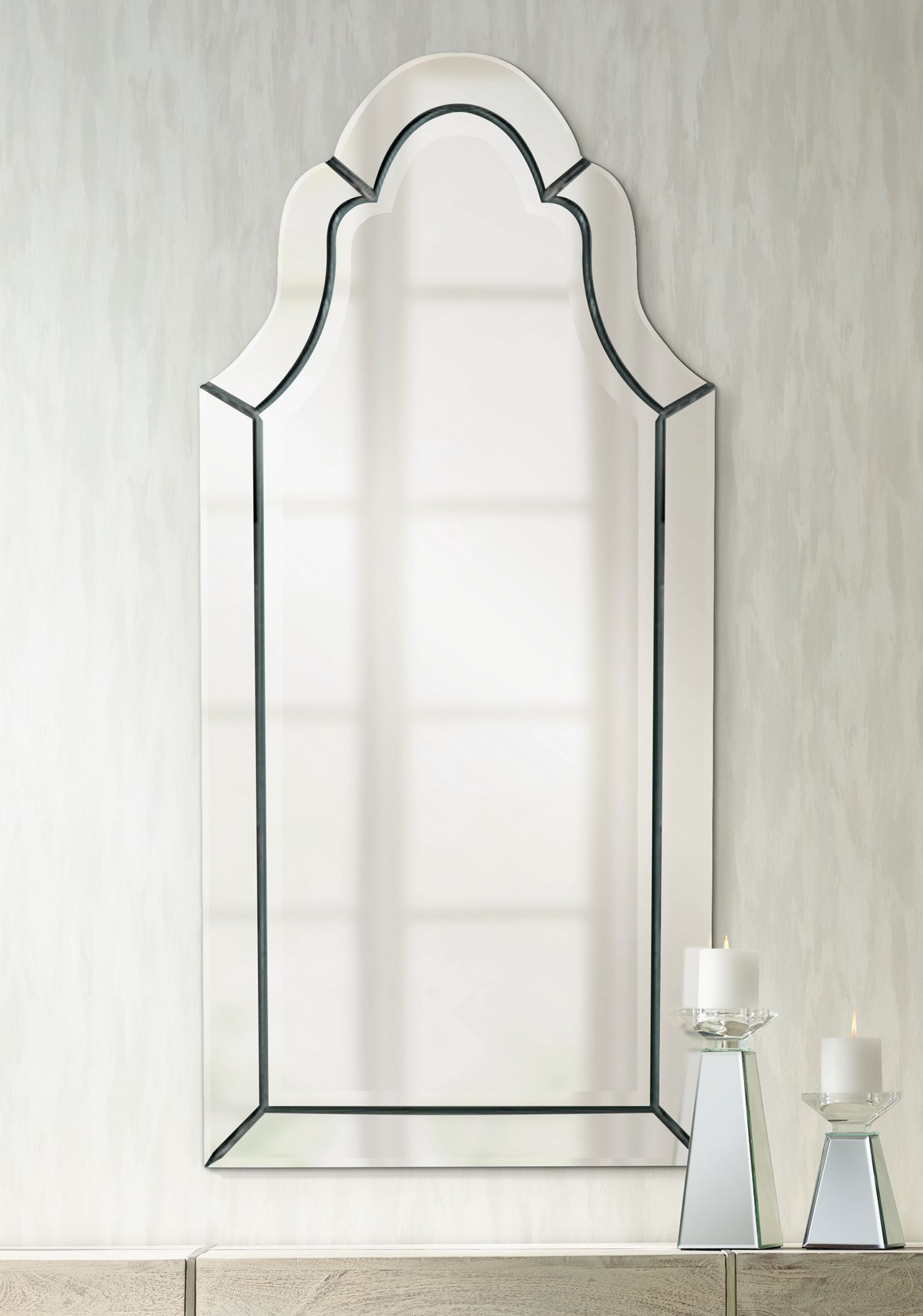 Uttermost Hovan Polished 21" X 44" Arched Wall Mirror - #H9243 | Lamps Plus