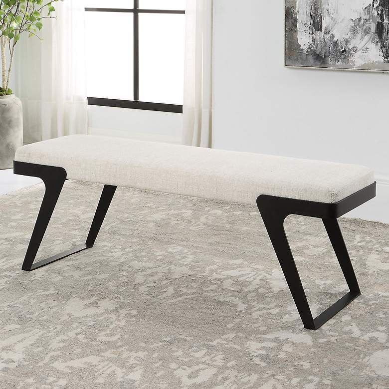 Image 2 Uttermost Hover 53" Wide Black and White Modern Bench