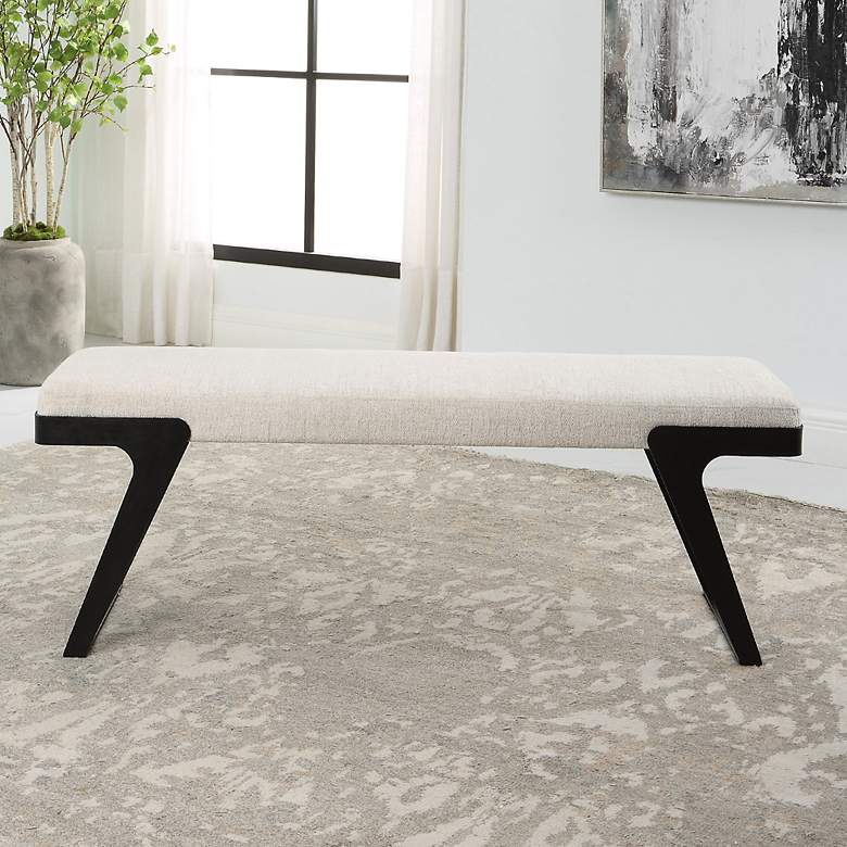 Image 4 Uttermost Hover 53" Wide Black and White Modern Bench more views
