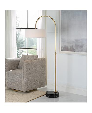 Uttermost Huxford 68 1/2" Antique Brushed Brass Metal Arc Floor Lamp