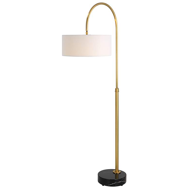 Image 2 Uttermost Huxford 68 1/2" Antique Brushed Brass Metal Arc Floor Lamp