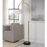 3_Uttermost Huxford 68 1/2" Antique Brushed Brass Metal Arc Floor Lamp more views