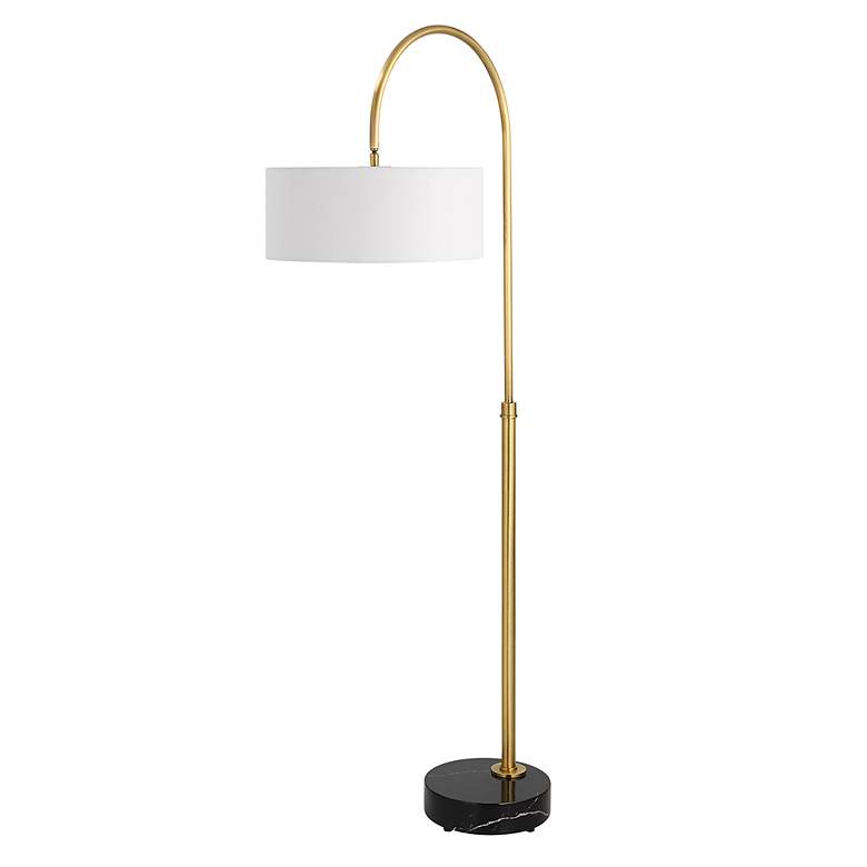 Image 4 Uttermost Huxford 68 1/2" Antique Brushed Brass Metal Arc Floor Lamp more views