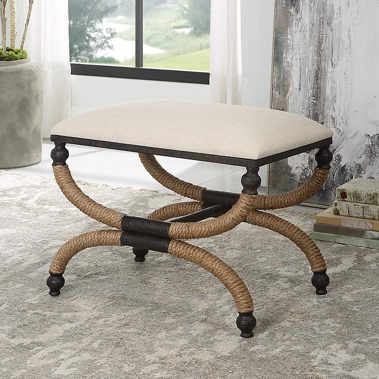 Image 1 Uttermost Icaria 23 1/2"W Oatmeal Fabric Rectangular Bench