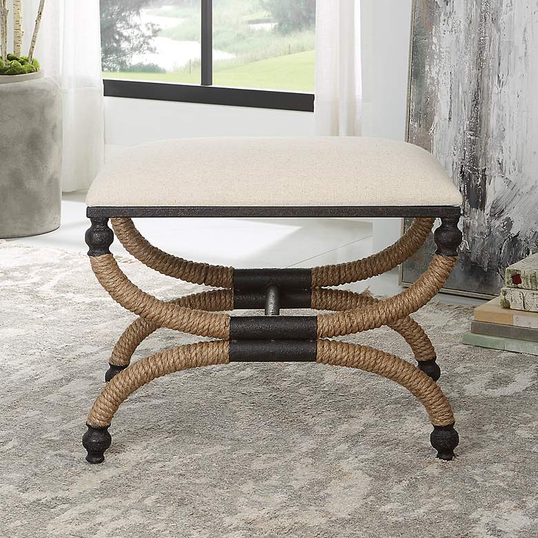 Image 3 Uttermost Icaria 23 1/2"W Oatmeal Fabric Rectangular Bench more views