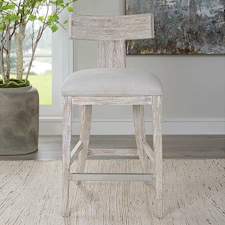 Image 1 Uttermost Idris 26 1/4" White Fabric Counter Stool