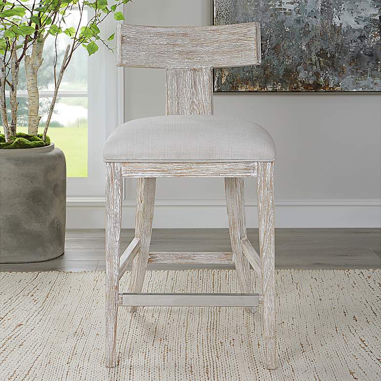 Image 5 Uttermost Idris 26 1/4" White Fabric Counter Stool more views