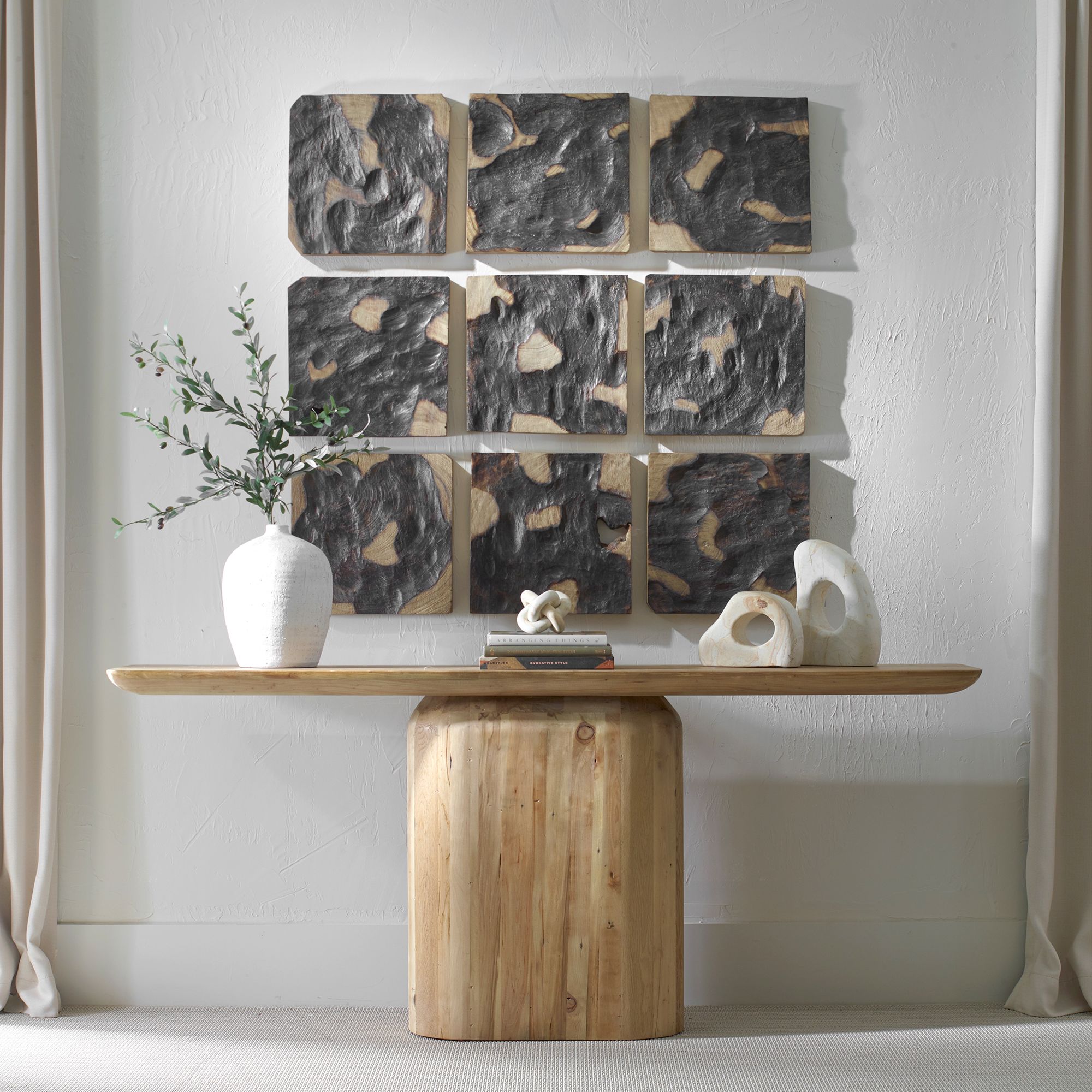 Image 7 Uttermost Ignite 9-Piece Hand Torched Wood Wall Decor more views