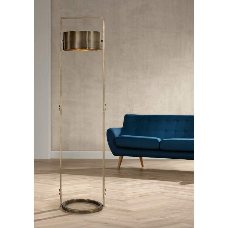 Image 1 Uttermost Ilario 61 inch High Antique Brass Floor Lamp