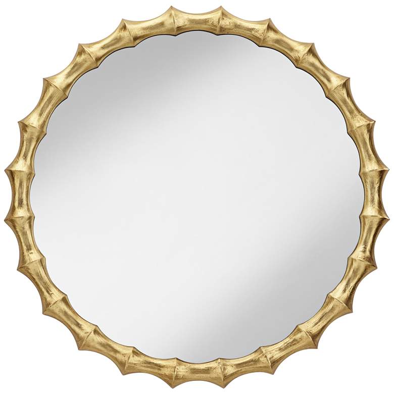 Image 2 Uttermost Ilium 34" x 34" Gold Scalloped Bone Round Wall Mirror