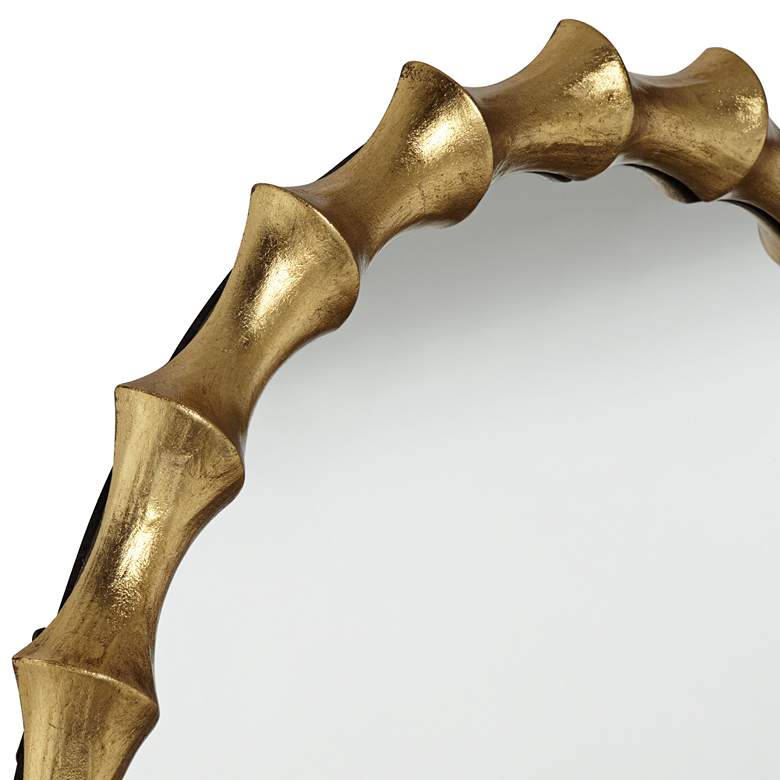 Image 3 Uttermost Ilium 34" x 34" Gold Scalloped Bone Round Wall Mirror more views