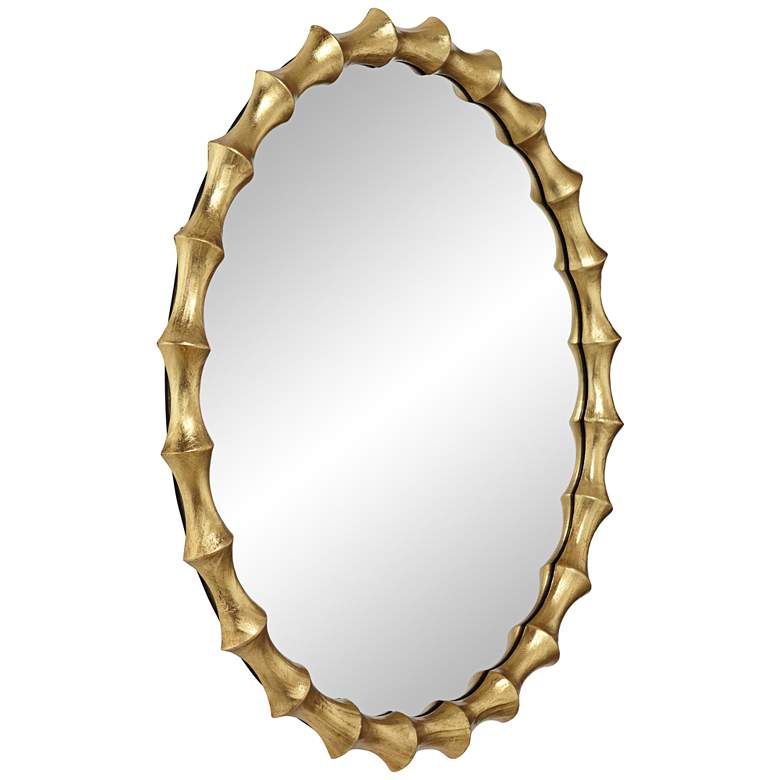 Image 5 Uttermost Ilium 34" x 34" Gold Scalloped Bone Round Wall Mirror more views