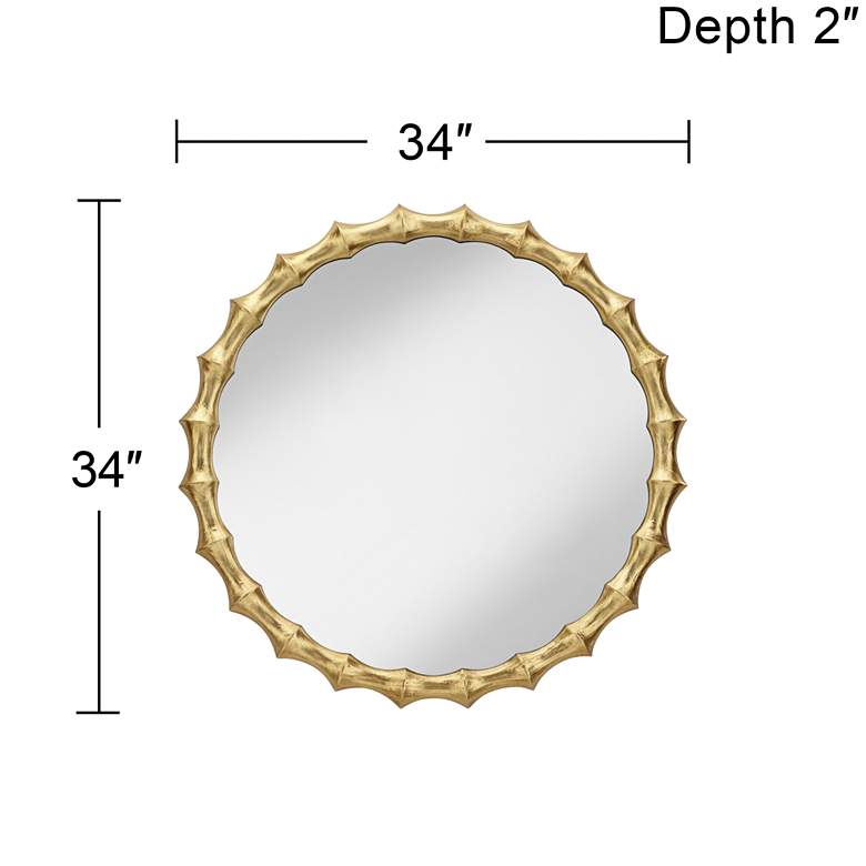 Image 7 Uttermost Ilium 34" x 34" Gold Scalloped Bone Round Wall Mirror more views