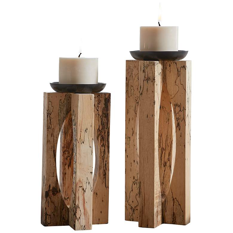 Image 2 Uttermost Ilva 2-Piece Tamarind Wood Candleholders