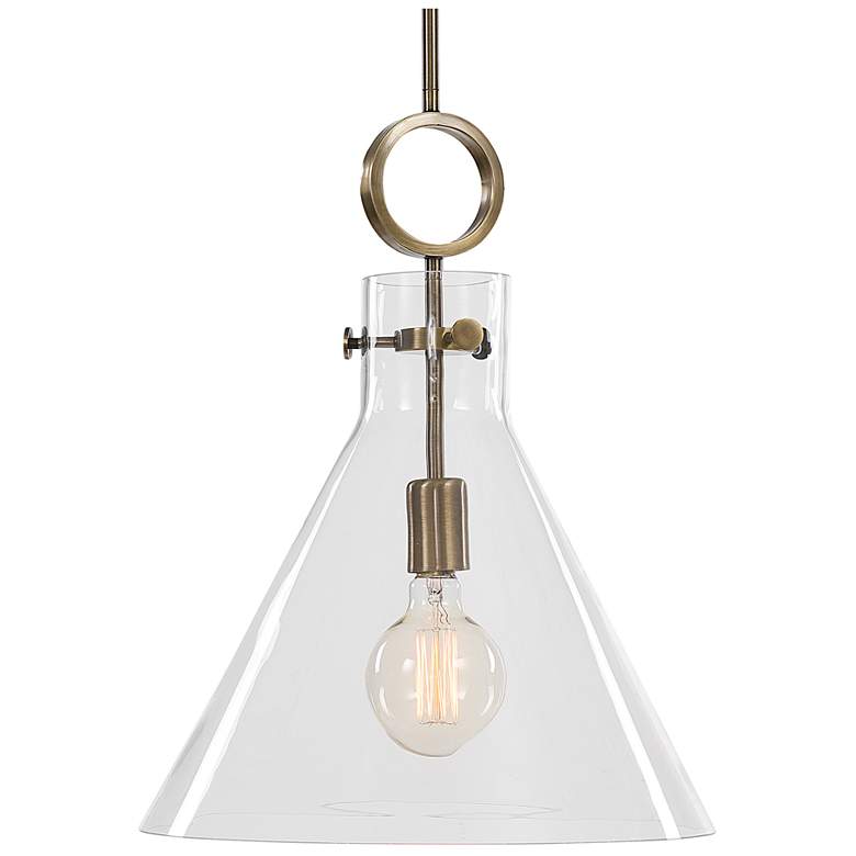 Image 1 Uttermost Imbuto 14 1/2 inch Modern Brass and Clear Glass Pendant Light