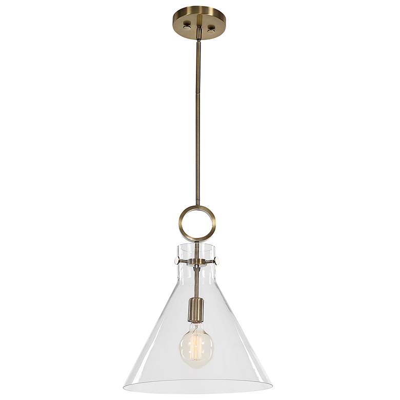 Image 2 Uttermost Imbuto 14 1/2 inch Modern Brass and Clear Glass Pendant Light more views