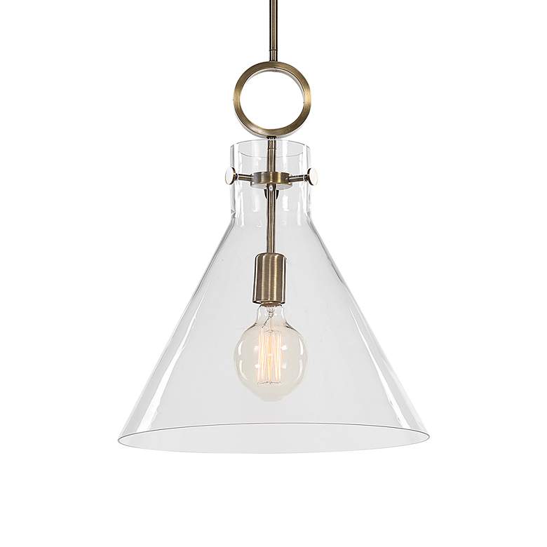 Image 3 Uttermost Imbuto 14 1/2 inch Modern Brass and Clear Glass Pendant Light more views