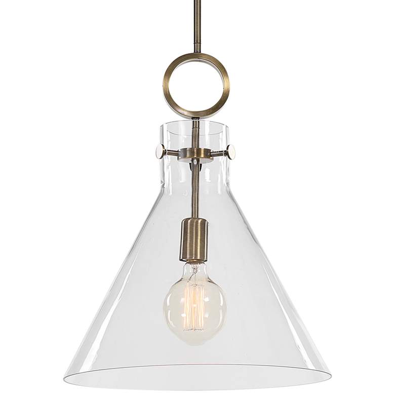 Uttermost Imbuto 14 1/2&quot; Wide Brass and Glass Pendant Light