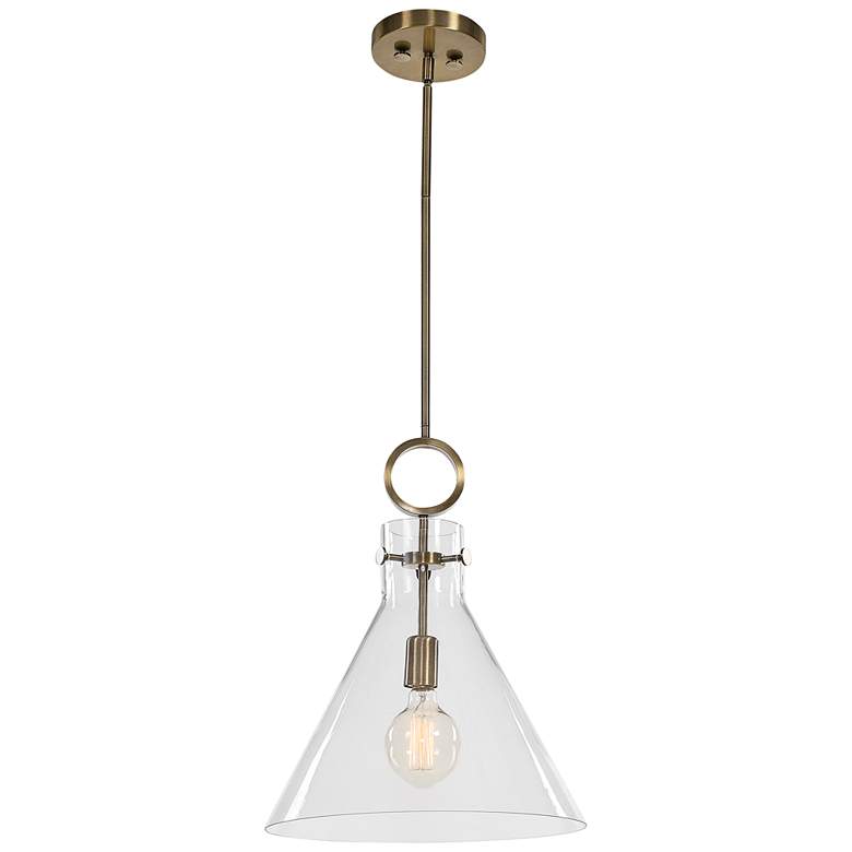 Uttermost Imbuto 14 1/2&quot; Wide Brass and Glass Pendant Light more views
