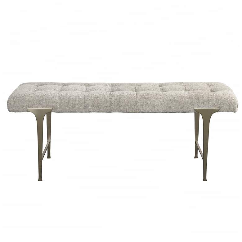 Image 2 Uttermost Imperial 48" Wide Light Gray Tufted Fabric Bench