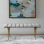 3_Uttermost Imperial 48" Wide Light Gray Tufted Fabric Bench more views
