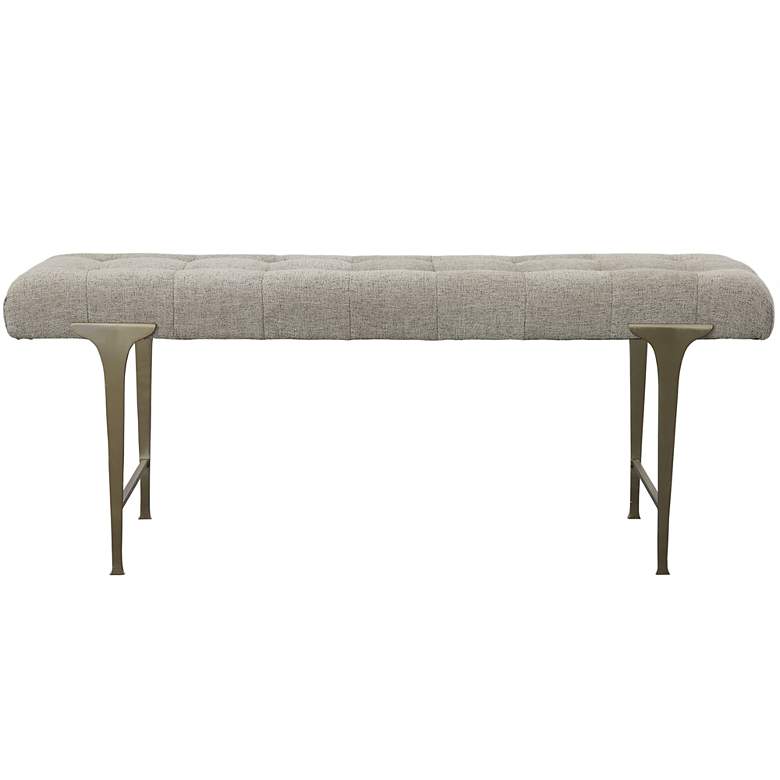 Image 4 Uttermost Imperial 48" Wide Light Gray Tufted Fabric Bench more views