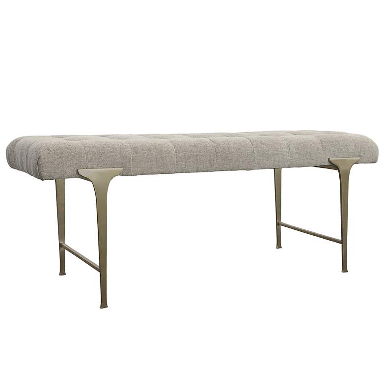 Image 6 Uttermost Imperial 48" Wide Light Gray Tufted Fabric Bench more views