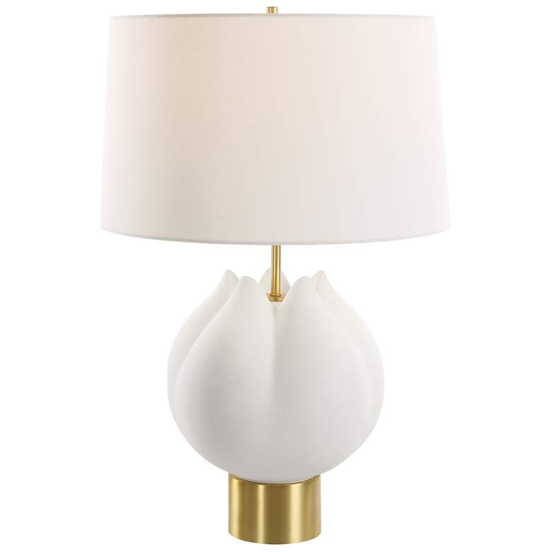 Image 1 Uttermost In Bloom 25 1/2 inch Modern Brass and White Ceramic Table Lamp
