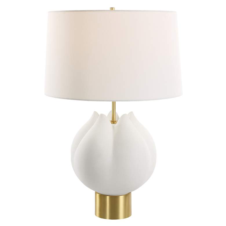 Image 2 Uttermost In Bloom 25 1/2" Modern Brass and White Ceramic Table Lamp