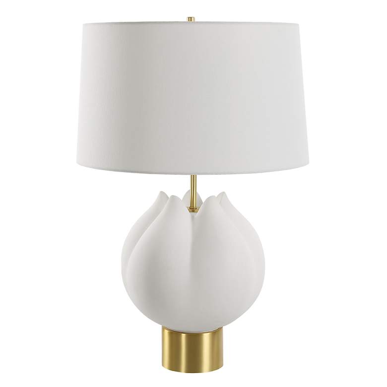 Image 4 Uttermost In Bloom 25 1/2" Modern Brass and White Ceramic Table Lamp more views