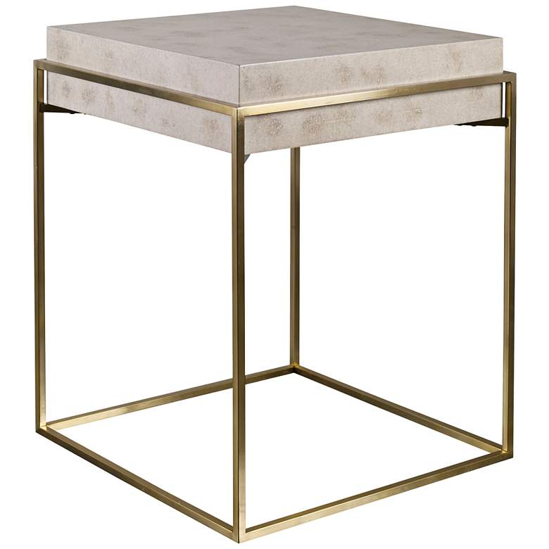 Image 2 Uttermost Inda 19 inch Wide Brass and Ivory Square Accent Table