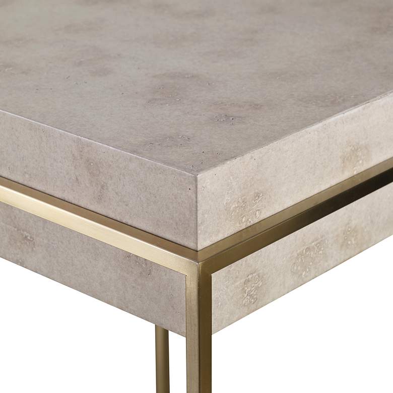 Image 3 Uttermost Inda 19" Wide Brass and Ivory Square Accent Table more views