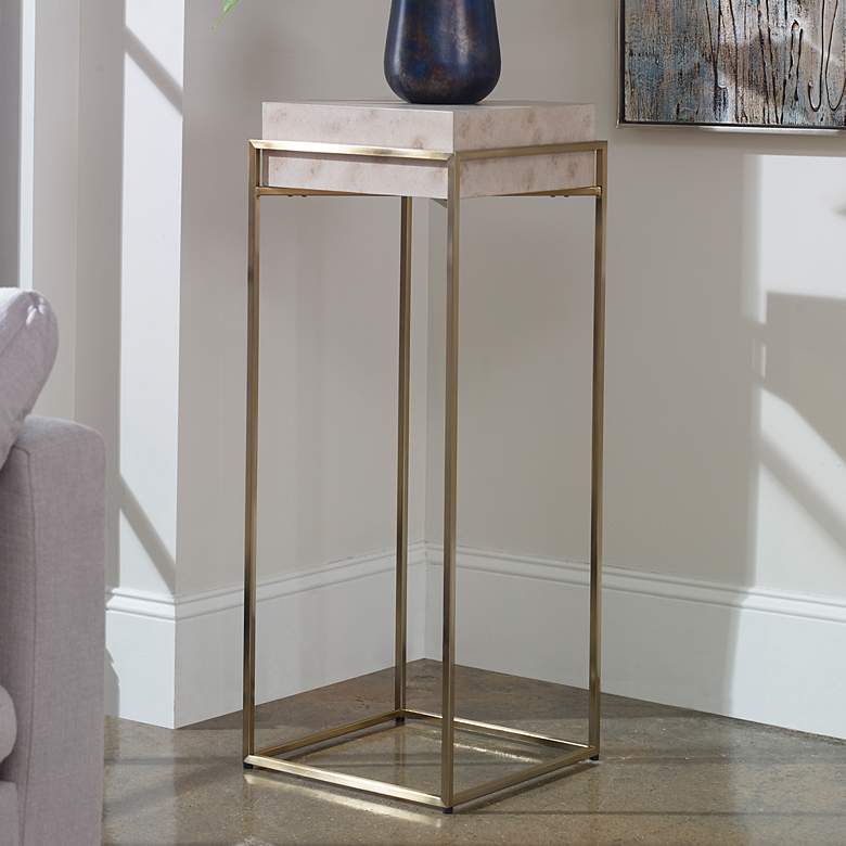 Image 1 Uttermost Inda 36 inch High Ivory and Brass Modern Plant Stand