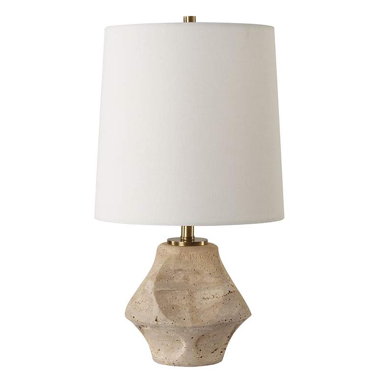 Image 3 Uttermost Indent 16 1/4" High Modern Travertine Accent Table Lamp more views