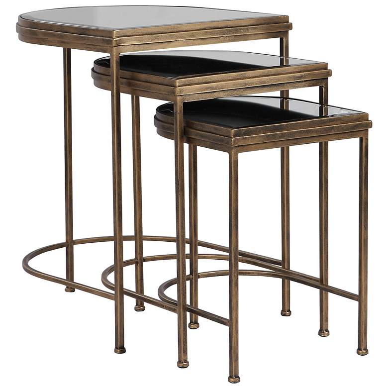 Image 2 Uttermost India 19" Wide Antique Brushed Gold Nesting Tables Set of 3