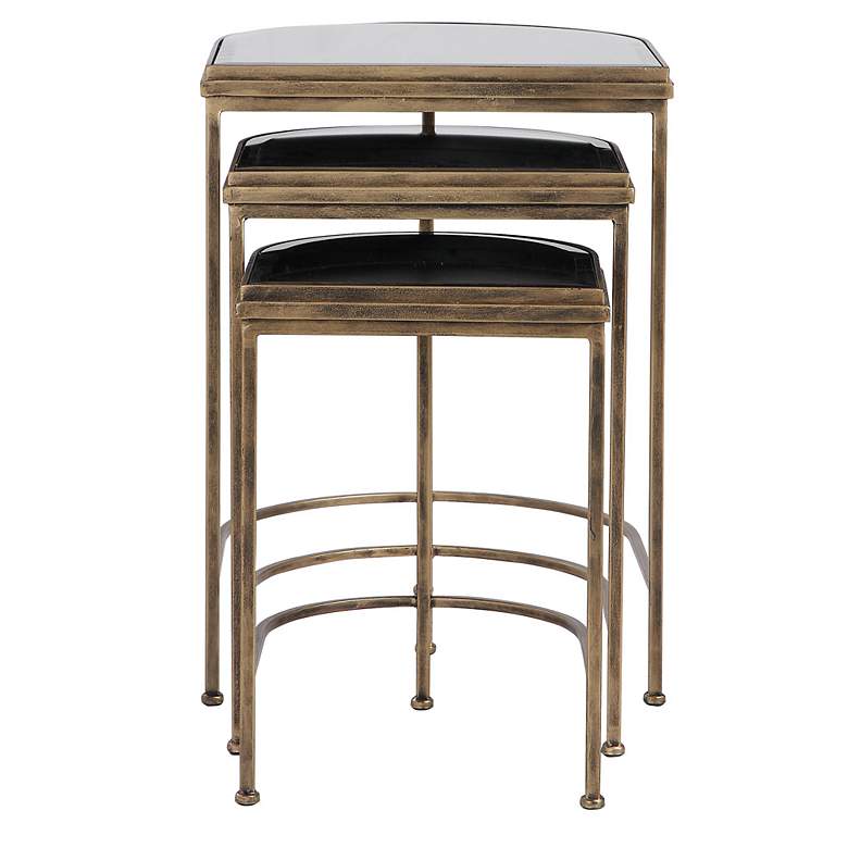 Image 3 Uttermost India 19" Wide Antique Brushed Gold Nesting Tables Set of 3 more views