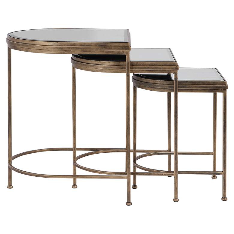Image 5 Uttermost India 19" Wide Antique Brushed Gold Nesting Tables Set of 3 more views