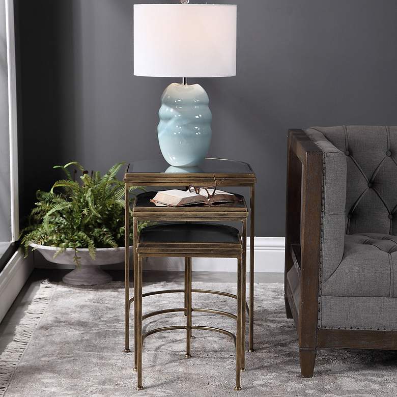 Image 6 Uttermost India 19" Wide Antique Brushed Gold Nesting Tables Set of 3 more views