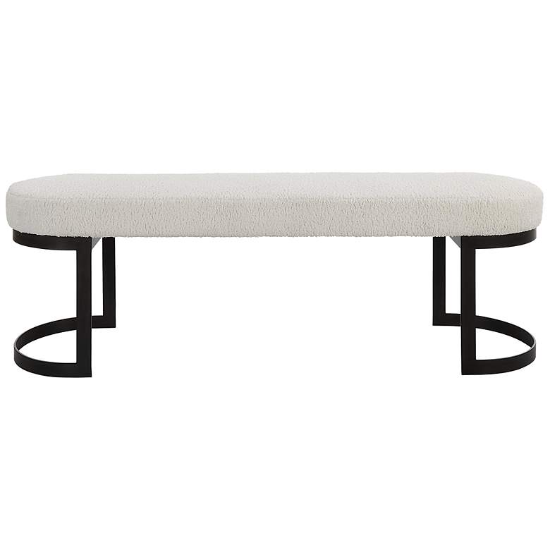 Image 2 Uttermost Infinity 60" L x 19" H Black Iron and White Fabric Benc