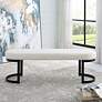 3_Uttermost Infinity 60" L x 19" H Black Iron and White Fabric Benc more views