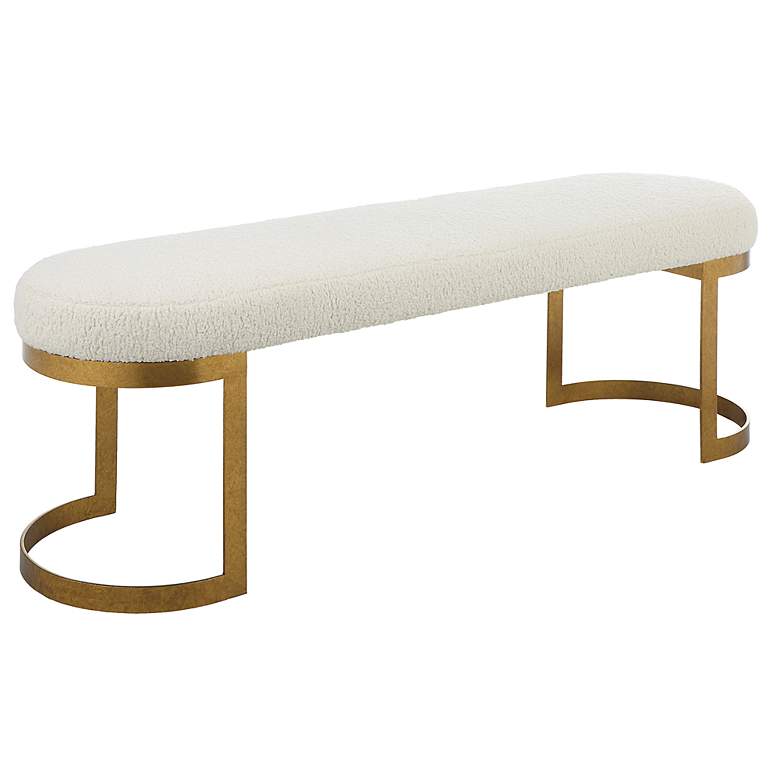 Image 5 Uttermost Infinity 60" Wide White Faux Shearling Oval Bench more views