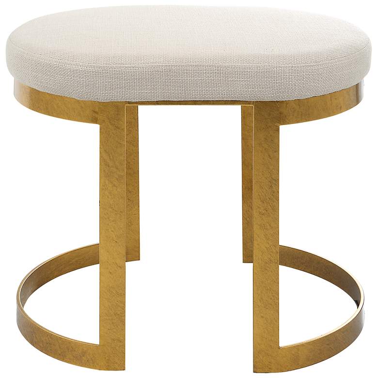 Image 2 Uttermost Infinity Antique Gold and Beige Accent Stool