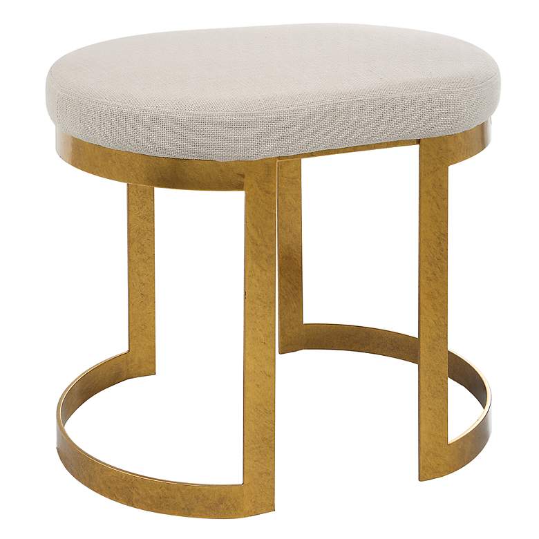 Image 3 Uttermost Infinity Antique Gold and Beige Accent Stool more views
