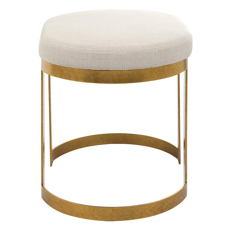 Image 4 Uttermost Infinity Antique Gold and Beige Accent Stool more views