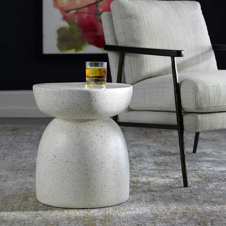 Image 1 Uttermost Inhale 15 3/4" W x 17 3/4" H Matte White Accent Table