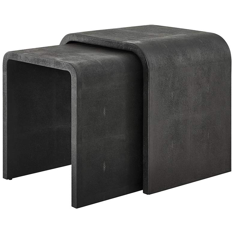 Image 2 Uttermost Interpose Gray Faux Shagreen Side Table Set