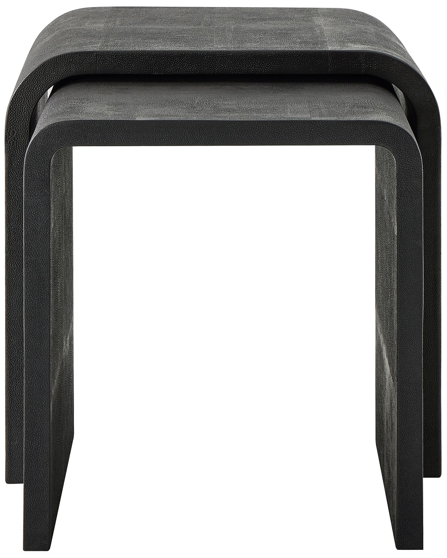 Image 4 Uttermost Interpose Gray Faux Shagreen Side Table Set more views